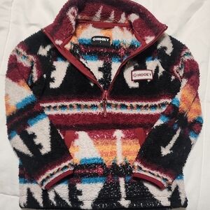 Hooey Colorful Patterned Fleece Pullover